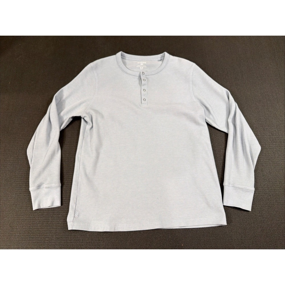 RHONE Men's Long Sleeve Waffle Henley‎  Snaps Light Blue Size XL
